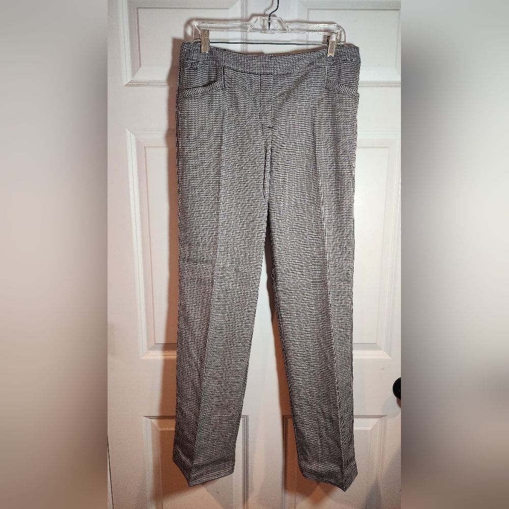 Izod Black, Purple & White Houndstooth Straight Leg Dress Pants Size 10